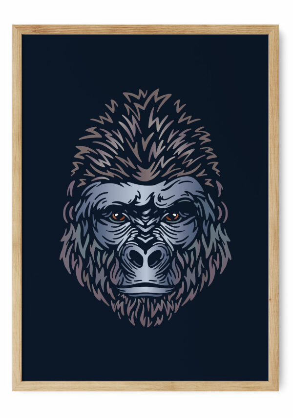Plakat-med-illustration-af-en-gorilla Gorillaen
