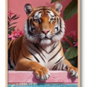 Tiger soler sig ved poolen
